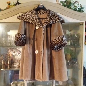 a.n.a Tan Coat with Leopard Print Accents